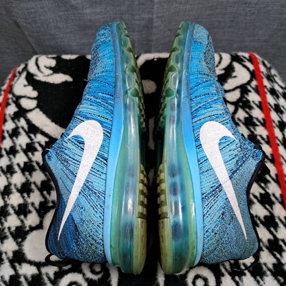 Size 11 Nike Flyknit Air Max Blue Lagoon Men Sneakers 620469-003 - Picture 10 of 13